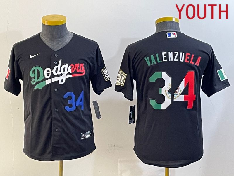 Youth Los Angeles Dodgers #34 Valenzuela Black Game 2024 Nike MLB Jersey style 10292->youth mlb jersey->Youth Jersey